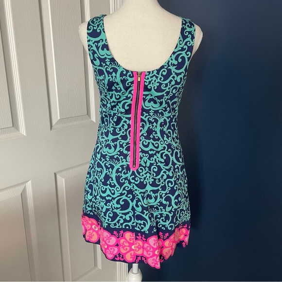 Lilly Pulitzer Hopping Delia Strapless Dress Hot Pink Blue Aqua - Picture 2 of 16